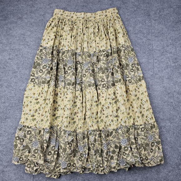 Vintage White Stag Skirt Womens Large Floral Tiered Maxi Boho Peasant Cottage - Picture 1 of 5
